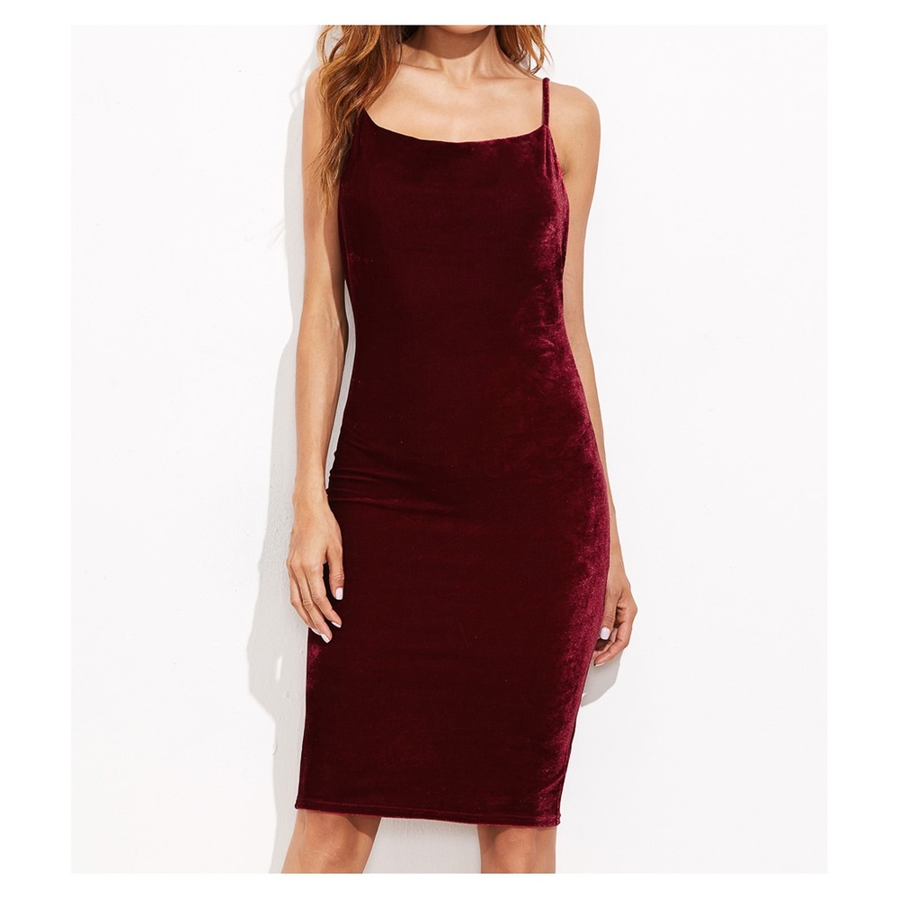 Burgundy Cowl Neckline Bodycon Dress - Picture 5 of 8